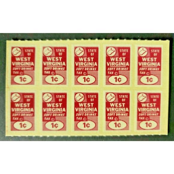 Revenue Stamp State of West Virginia Soft Drinks Tax "1 Cent" B3 - Picture 1 of 2
